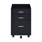 ZNTS Black and Chrome 3-Drawer Rectangular File Cabinet B062P184517