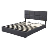 ZNTS Queen Size Upholstered Platform Bed with Hydraulic Storage System,No Box Spring Needed,Black WF310943AAB