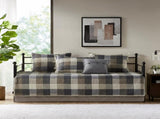 6 Piece Reversible Plaid Daybed Cover Set Neutral Daybed B035P266679