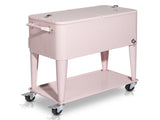 80QT Pink Patio Rolling Cooler Cart, Outdoor Insulated Ice Chest with Lockable 85524372