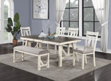 ZNTS Dining Room Furniture Dining Table White Finish Table w Grey Wooden Top 1pc Rectangular Table with B01163920