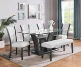 2pc Contemporary Glam Upholstered Dining Side Chair Padded Dove Gray Fabric Upholstery Seat Back B011P151401