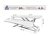 32 Inch Desk Converter, Height Adjustable Sit to Stand Riser, Dual Monitor and Laptop Workstation W2641P251901