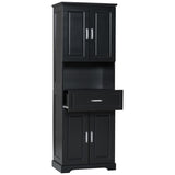 ZNTS Tall Bathroom Cabinet with Four Doors, Large Storage Space Open Shelve, Upper Storage Cabinet, Black 41680968