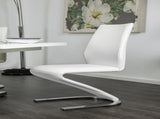 Contemporary Style Z-Shaped Chair Base 2pcs Chairs White Leatherette Chrome Finish Side Chair B011P152662