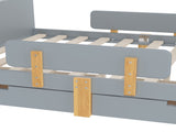 Full Size Platform Bed with Storage Drawers, Solid Wood Beds Frame with Bed Guardrail, Small Shelf, W1580P373246