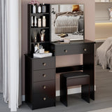 37" Middle Size Left Bedside Cabinet Vanity Table Cushioned Stool, Extra Large Right sliding W3258P293198