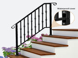 Matte Black Outdoor 3 Level Iron Handrail 85809583
