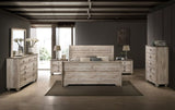 Imerland Contemporary White Wash Finish Bedroom Set with King Sleigh Bed, Dresser, Mirror, Two T2574P201817