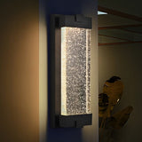 Black Aluminum Finish Outdoor Wall Light with Bubble Crystal Glass, LED Light Source, 3000K Warm W1340P239411