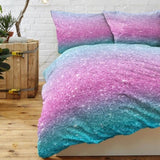 Colorful Glitter Bedding Girly Turquoise Blue Pink and Purple Pastel Colors Duvet Cover 3 Piece 88113699