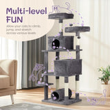 ZNTS 65 inch Cat Tree Cat Tower for Indoor Cats, Large Multi-Level Cat Play House Condo Furniture with 55863053