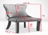 Furniture,Upholstered Wing-Back Dining Chair with Backstitching Nailhead Trim and Solid Wood 84887782