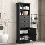 ZNTS Black Tall Storage Cabinet with 3 Drawers and Adjustable Shelves for Bathroom, Study, Office and WF323347AAB