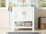 24" Modern Bathroom Vanity with Elegant Twill Design & Soft-Close Hinges, Bathroom Cabinet with Back N710P446535K