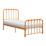 Metal Bed Orange Finish Twin Platform Bed 1pc, Bed in a Box B011P265604