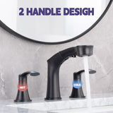 Widespread Pull Out Sprayer Bathroom Faucet, 2-handle Bathroom Sink Faucet W1224P185045