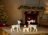 3-Piece Lighted Tinsel Christmas Reindeer Family Outdoor Decorations, Weather Proof Deer Family 31183230