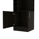 Syrah Corner Bar Cabinet, Eight Bottle Cubbies, Double Door, Two Open Shelves -Black B070P217879