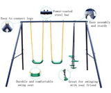 ZNTS Metal Swing Set Outdoor with Glider for Kids, Toddlers, Children 19618894