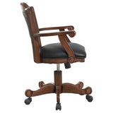 ZNTS Black and Tobacco Upholstered Game Chair with Casters B062P145543