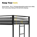 Adam sturdy junior twin loft bed black for kids, space saving, Loft Bed with easy climbing Ladder B083P168426