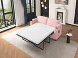 72.8" Corduroy Sleeper Sofa Loveseat Sofa with Full Size Mattress, USB Ports, Cup Holders, N719P208880P