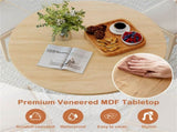 Natural 47" Round Dining Table , Family-Sized for 4-6 People, Hourglass Metal Base & Curved Tabletop 29145753