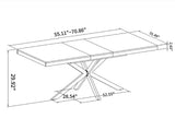 55.11" -70.86"Retro Rectangular Stretch Dining Table,Dark Grey stone Top And Relief Plate, W757P209558