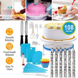 ZNTS Aluminium Cake Decorating Kits Supplies,108Pcs Cake Decorating Supplies Kit Revolving Cake Table 26749383