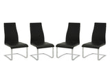 Set of 4 Leatherette Upholstered Dining Side Chairs, Black B016P223035