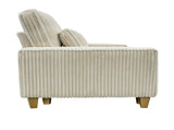 Beige Deep Seat Corduroy Loveseat with Brushed Stainless Steel Cup Holders and 2 Decorative Pillows, 51642049