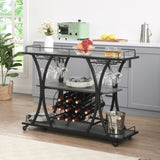 Industrial Bar Cart Kitchen Bar&Serving Cart for Home with Wheels 3 -Tier Storage Shelves W82151001