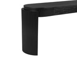 TREXM Entryway Table with Natural Wood Grain Finish, Console Table with Fluted Design, Oval Top and N715P288632B