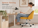Comfy Office, Adjustable Swivel Desk with Wheels, Wide Seating, Modern Fabric Vanity 88815718