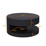 31.5'' Round Coffee Table,Modern Center Table with Storage,Vertical Stripe Design Coffee Table for W757P206007