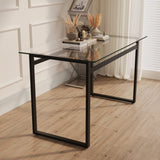 51" Modern Minimalist Rectangular Glass Dining Table for 4-6 with 0.31" Tempered Glass Tabletop and W2189138541