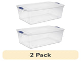 (2 pack)105 Quart Extra-Large Latching Storage Bin, Clear Plastic Storage Container with Latch Lid, 80932963