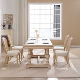 French Country Dining Chairs Set of 2, Upholstered Chairs with Nature Rattan Fan-shaped Back, Wire W3426P324538