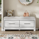 TREXM Shoe Bench with Removable Cushion, Entryway Bench with Hidden Storage for Living Room, N715P233804K