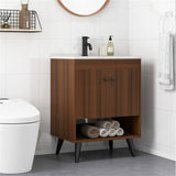 Wooden bathroom cabinet with sink 69154735