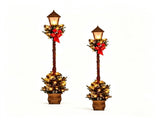 Set of 2 Festive Snowy Lamp Post with Antique Flowerpot Base, Easy Assembly Waterproof Christmas 13133334