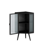 ZNTS 22.25" Floor Coner Cabinet with Tempered Glass Door & Storage Shelves for Bathroom, Living Room, W757130158