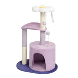 33in Cat Tree, Multi-level Cat Tower with Cat Scratching Post with Curved Perch, Cozy Cat Condo, 99617792