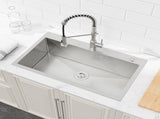 Kitchen Sink, 33x22 Single Bowl, Overmount Handmade Sink in Brushed Nickel, with US Standard Drain 80141518