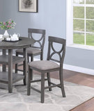 ZNTS Counter Height Dining Table w Storage Shelve 4x Chairs Padded Seat Unique Design Back 5pc Dining Set B011P145834