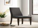 Set of 2 Grey Fabric Upholstered Dining Chairs, Dark Walnut B016P225492