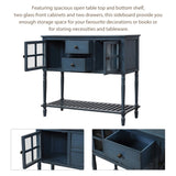 Sideboard Console Table with Bottom Shelf, Farmhouse Wood/Glass Buffet Storage Cabinet Living Room 49268147