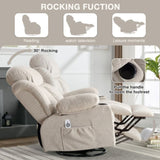 Swinging recliner massage heated sofa, with USB and 2 cup holders in side pockets, W1807P298192