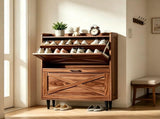 2-Drawer Top Enclosure Barn Door Shoe Cabinet Melamine Board Embossed MDF Shoe Cabinet 74614611